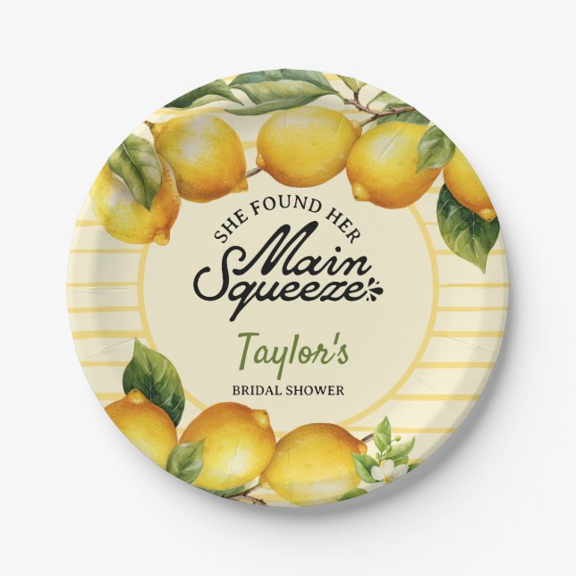Bridal Shower Lemon Paper Plate (Front)