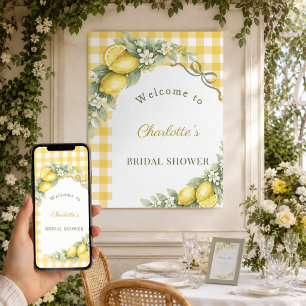 Bridal Shower lemons gingham bow welcome Poster
