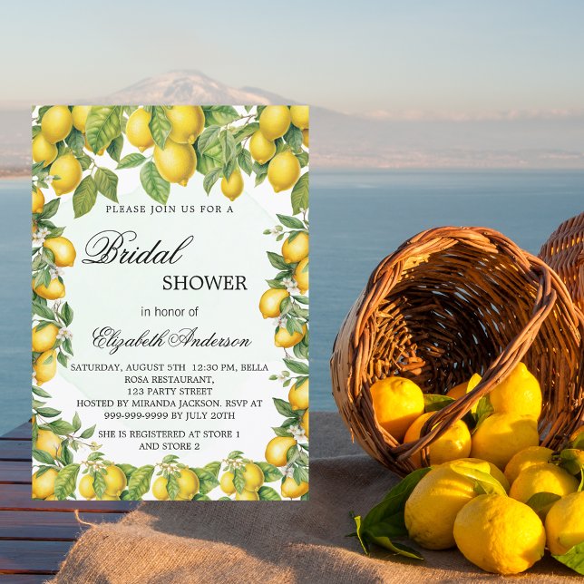 Bridal shower lemons greenery elegant invitation (Creator Uploaded)