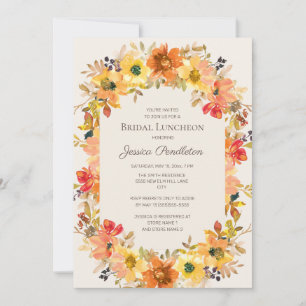 Bridal Shower Luncheon Orange Yellow Fall Floral I Invitation