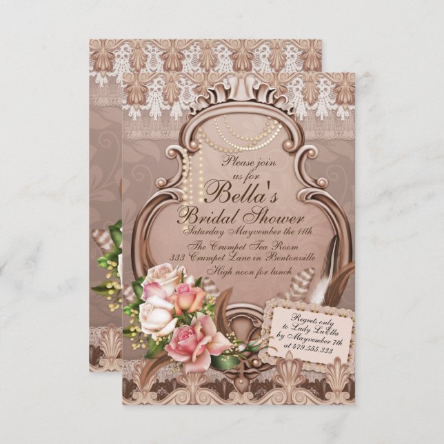 Bridal Shower Luncheon Party Invitations (Front/Back)