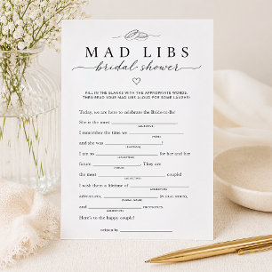 Bridal Shower Mad Libs Party Game Card