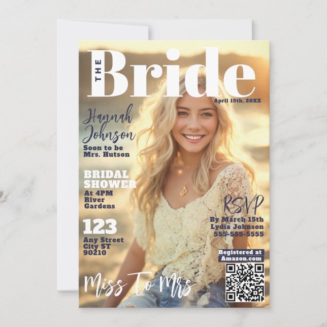 Bridal Shower Magazine Cover Invitation (Front)