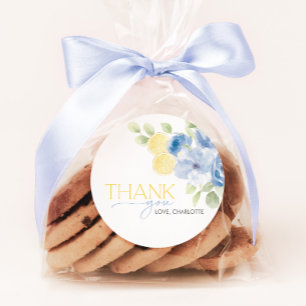 Bridal Shower Main Squeeze Blue Yellow Favour Classic Round Sticker