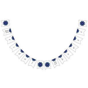 Bridal shower. Mandala in dark blue Bunting