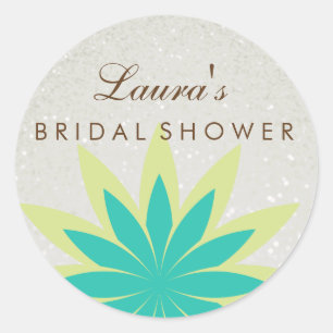 Bridal Shower Mandala Lotus Flower Green Vintage Classic Round Sticker