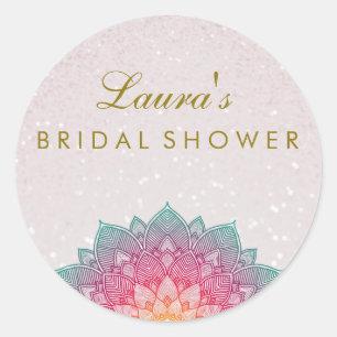Bridal Shower Mandala Lotus Flower Swirl Classic Round Sticker
