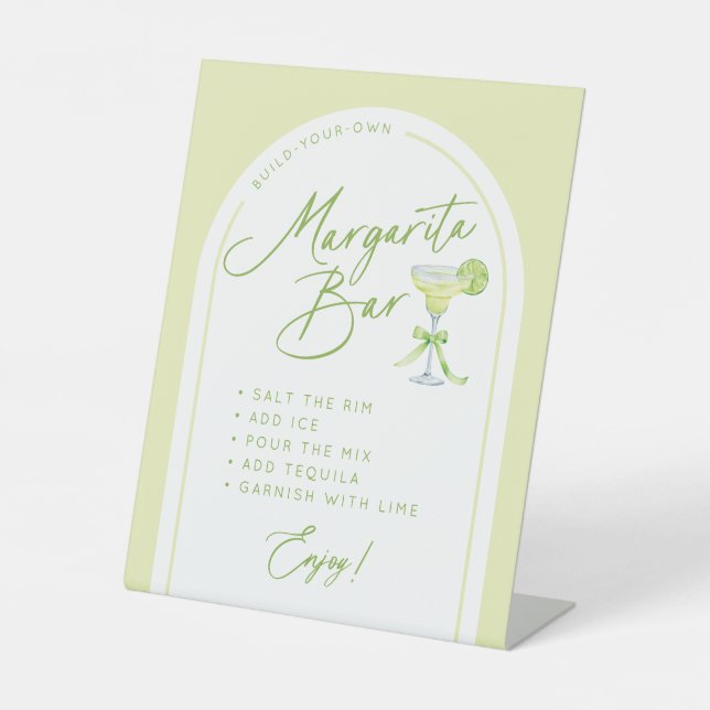 Bridal Shower Margarita Bar Instructions Pedestal Sign (Front)