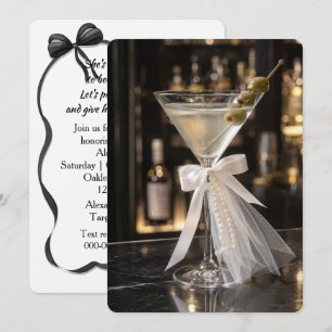 Bridal Shower Martini with Veil and Pearls Invitation