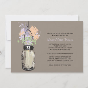 Bridal Shower Mason Jar and Wildflowers Invitation