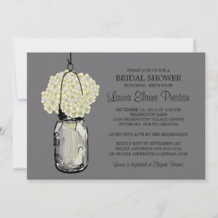 Bridal Shower Mason Jar Hydrangeas Invitation