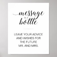 Bridal Shower Message In A Bottle Advice Sign