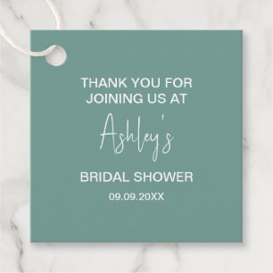 Bridal Shower Mid-Century Modern Faded Turquoise Favour Tags
