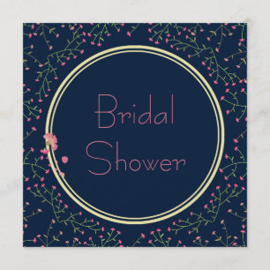 Bridal Shower Midnight Blue Wildflower Wreath Invitation
