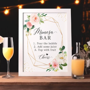 Bridal Shower Mimosa Bar Sign Blush Pink Floral