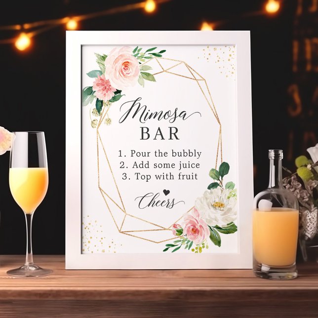Bridal Shower Mimosa Bar Sign Blush Pink Floral (Creator Uploaded)