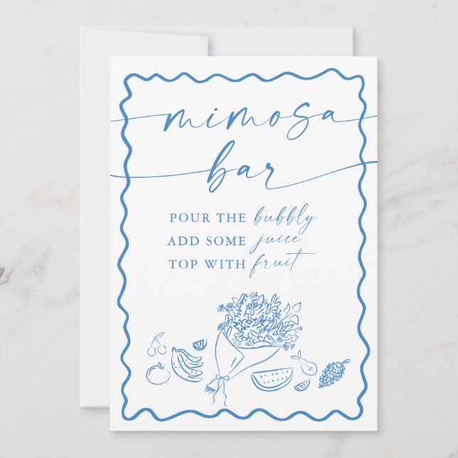 Bridal Shower Mimosa Bar Sign, Farmers Market  Invitation (Front)