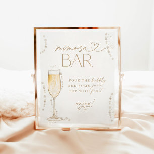Bridal Shower Mimosa Bar Sign, Pearls & Prosecco Poster