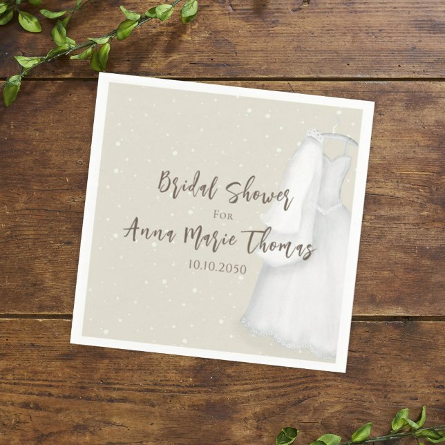 Bridal Shower Minimalist Simple Wedding Dress  Napkin (Creator Uploaded)