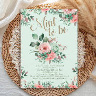 Bridal Shower Mint to Be Pink Roses Greenery Invitation