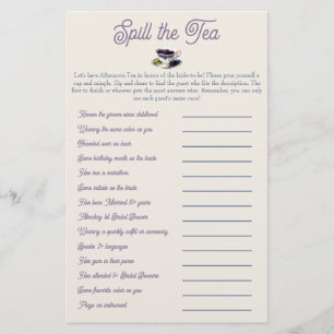 Bridal Shower Mix and Mingle Game: Spill the Tea