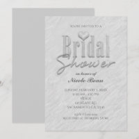 Bridal Shower Modern Chic White Grey Invitation