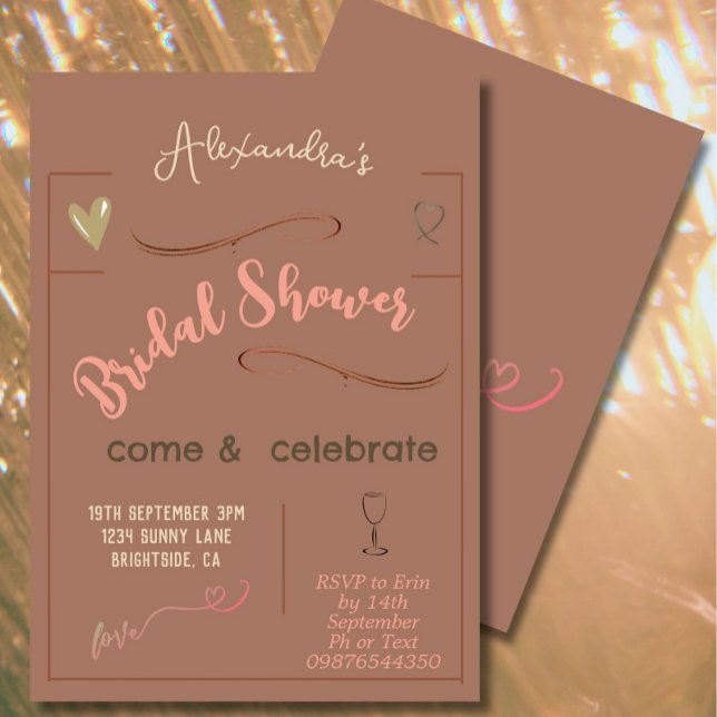 Bridal Shower Modern Hand Written Heart  Invitation (Creator Uploaded)