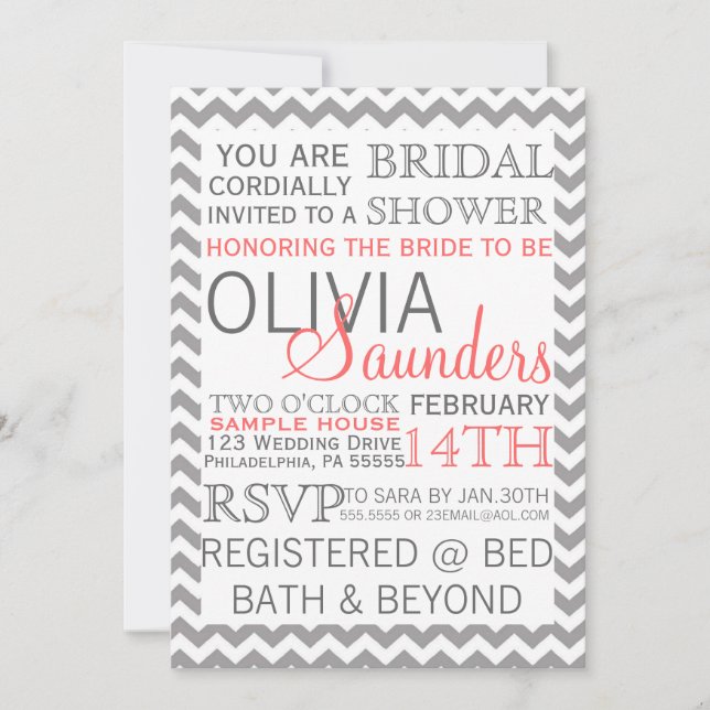 Bridal Shower Modern Invitation (Front)
