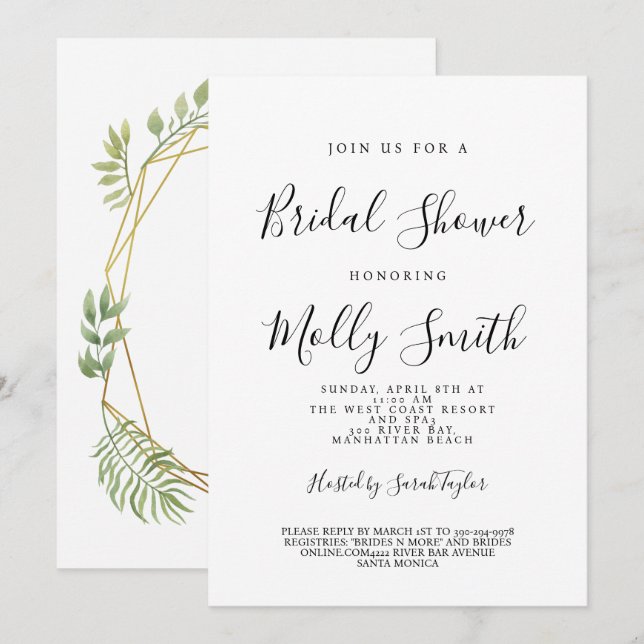  Bridal shower modern  Invitation (Front/Back)