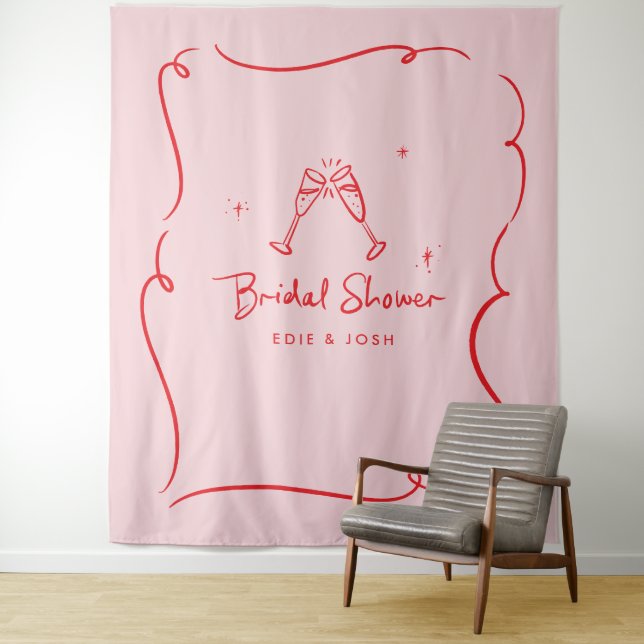 Bridal shower modern natural elegant handwritten tapestry (In Situ)