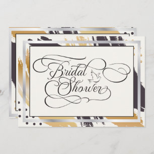 Bridal Shower   Modern Paint Strokes  Typography Invitation