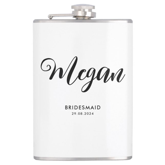 Bridal Shower Modern Script Bridesmaid Gift  Hip Flask (Front)