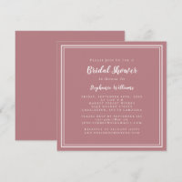 Bridal Shower Modern Square Chic Dusty Rose Pink