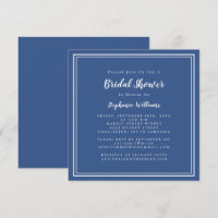 Bridal Shower Modern Square Elegant Classic Navy