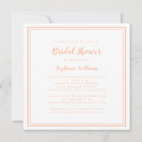Bridal Shower Modern Square Elegant Peach White