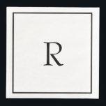 Bridal Shower Monograms Name Black White Wedding  Napkin<br><div class="desc">Designed with text template for monogrammed initial which you can customise!</div>