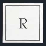 Bridal Shower Monograms Name Black White Wedding  Napkin<br><div class="desc">Designed with text template for monogrammed initial which you can customise!</div>
