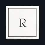 Bridal Shower Monograms Name Black White Wedding  Napkin<br><div class="desc">Designed with text template for monogrammed initial which you can customise!</div>