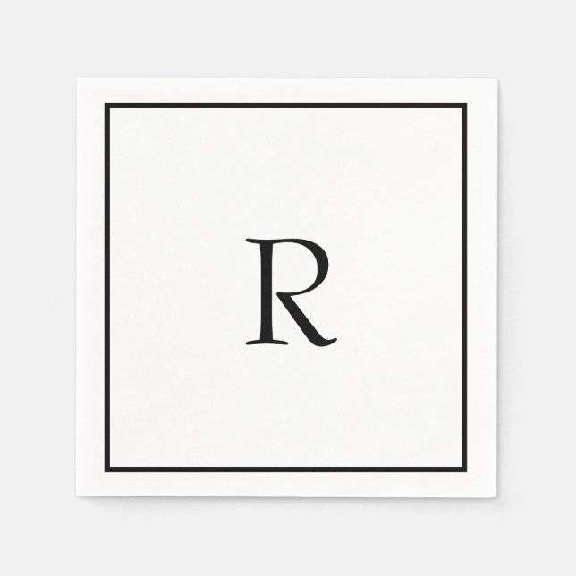 Bridal Shower Monograms Name Black White Wedding  Napkin (Front)