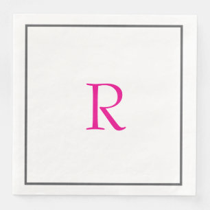 Bridal Shower Monograms Name Hot Pink Wedding  Napkin
