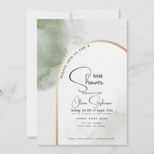 Bridal Shower   Muted Sage Abstract Marble Invitation