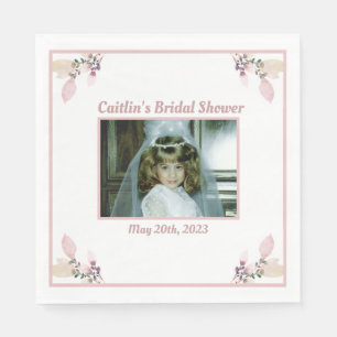 Bridal Shower Napkin - Dusty Rose Theme with Photo