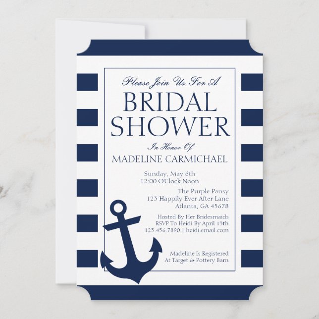 Bridal Shower | Nautical Stripes Invitation (Front)