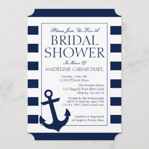 Bridal Shower Nautical Stripes Invitation
