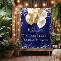 Bridal Shower navy blue gold balloons welcome