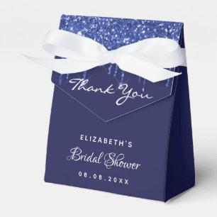 Bridal Shower navy blue white glitter thank you Favour Box