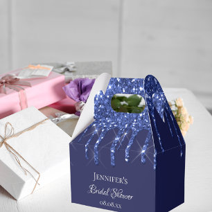 Bridal Shower navy blue white glitter thank you Favour Box