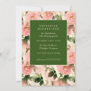BRIDAL SHOWER   Old Fashioned Cabbage Roses Invitation