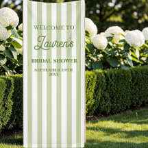 Bridal Shower Olive Green Striped Welcome