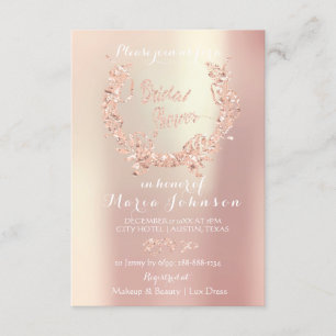 Bridal Shower Olives Wreath Pink Rose Gold Invitation